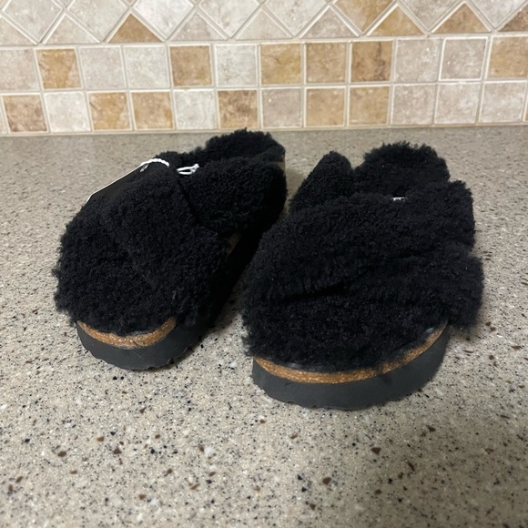 Birkenstock Papillo Daytona Shearling Slide Sandals in Black Size 36 (US5-5.5) - Picture 2 of 10